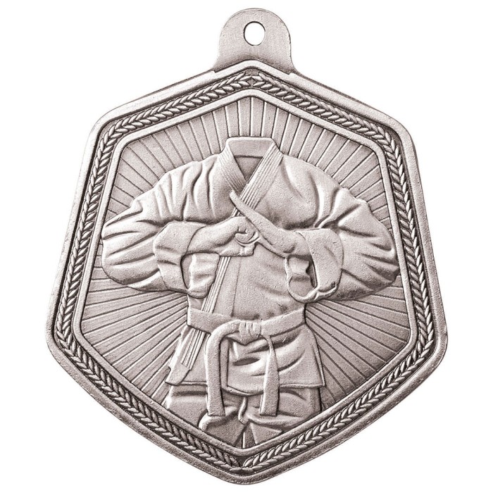 SILVER 65MM MARTIAL ARTS SHIELD MEDAL